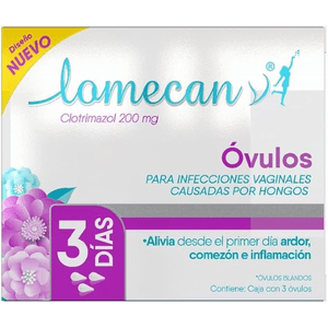 Lomecan V Clotriamazol 200 mg 3 Ovulos