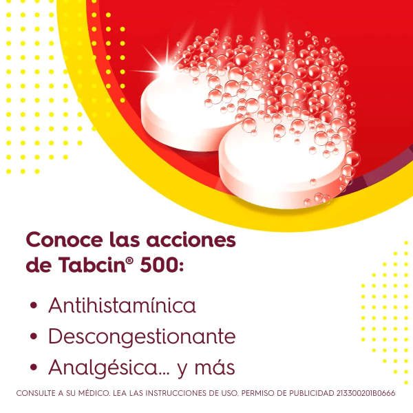 Tabcin 500 Mg / 8 Mg / 2 Mg 12 Tabletas - Farmacias Klyns