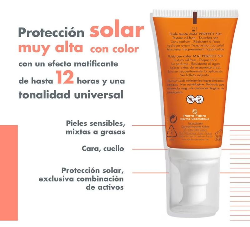 ProtectorSolarAveneMatPerfectFPS50ToqeSecoconColor50mL