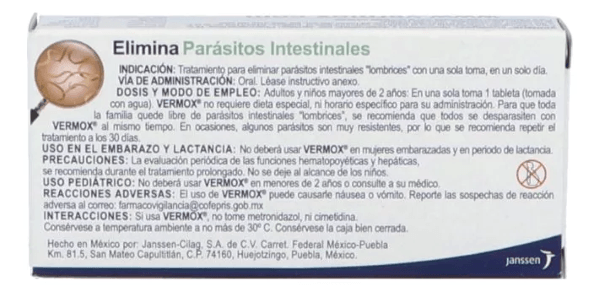 Vermox 500 mg 1 Tabletas - Farmacias Klyns