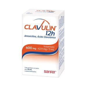 Clavulin 12H Suspension 600 mg / 42.9 mg / 5 mL Frasco con 50 mL