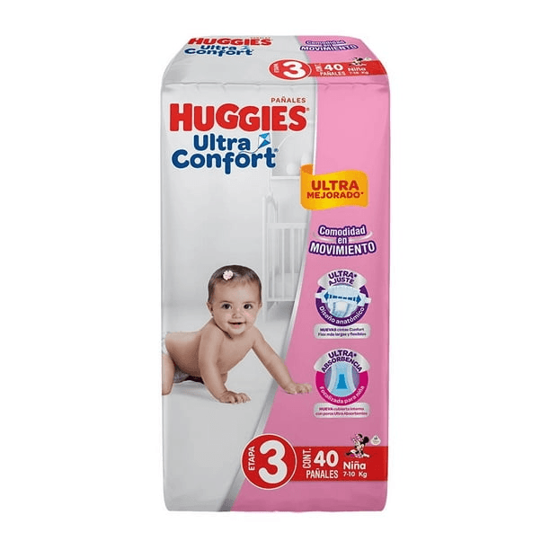 HuggiesUltraConfortEt3Nina40Piezas
