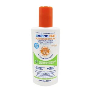 Protector Solar y Repelente Exderm Sun FPS50+ 125 mL