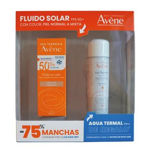 Kit Avene Protector Solar Fluido con Color 50 mL + Agua Termal en Spray 50 mL