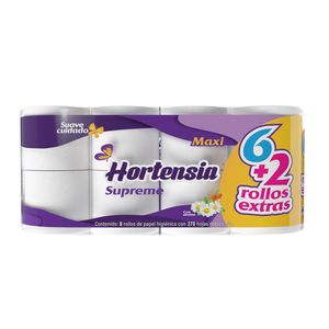Higienico Hortensia Supreme 270 Hojas 6 Rollos + 2 Extras