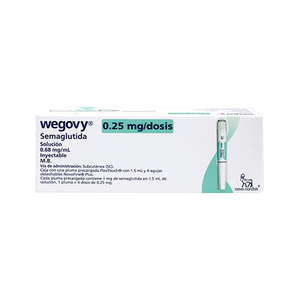 Wegovy Solucion 0.25 mg / 1.5 mL 1 Pluma Precargada con 1.5 mL 4 Dosis de 0.25 mg