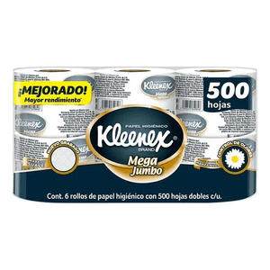 Higienico Kleenex Mega Jumbo 500 Hojas 6 Piezas
