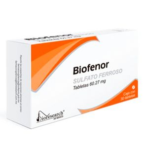 Biofenor Sulfato Ferroso 60.27 Bioresearch mg 30 Tabletas