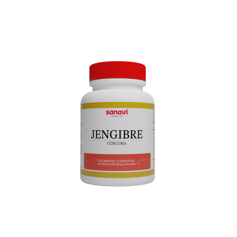 Jengibre + Curcuma 500 mg Suplemento Alimenticio Sanavi 60 Capsulas