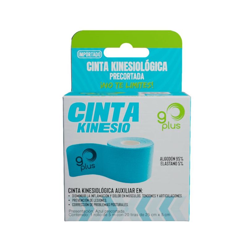 Cinta Kinesiologica Azul Go Plus 25cm x 5cm 20 Tiras