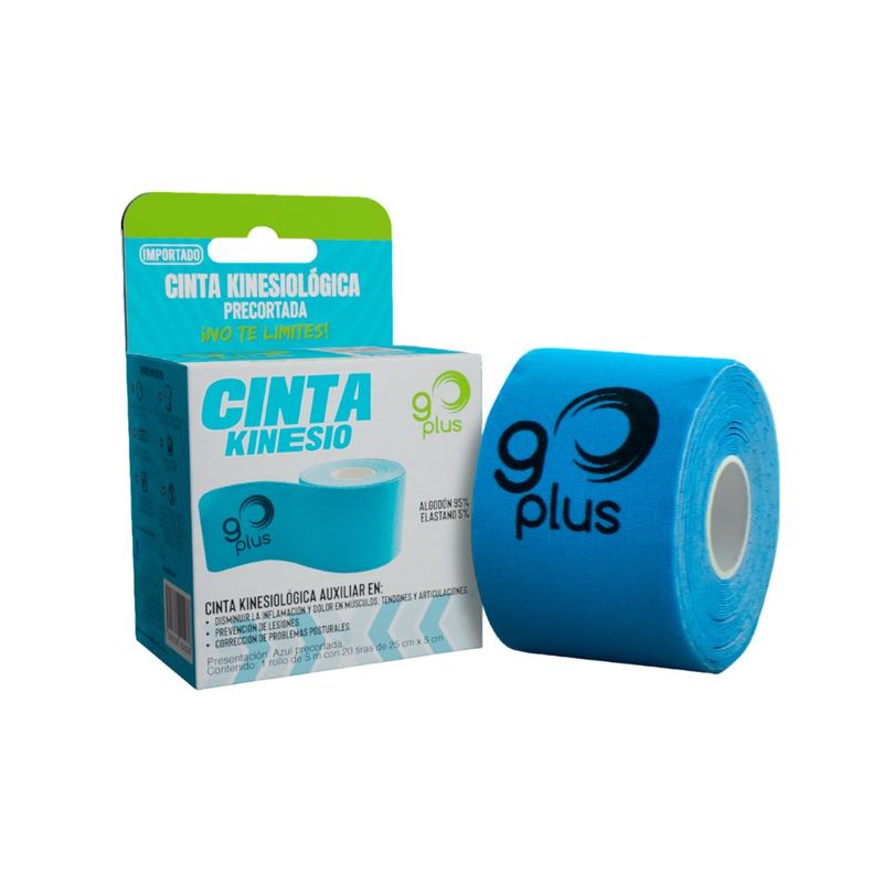 Cinta Kinesiologica Azul Go Plus 25cm x 5cm 20 Tiras