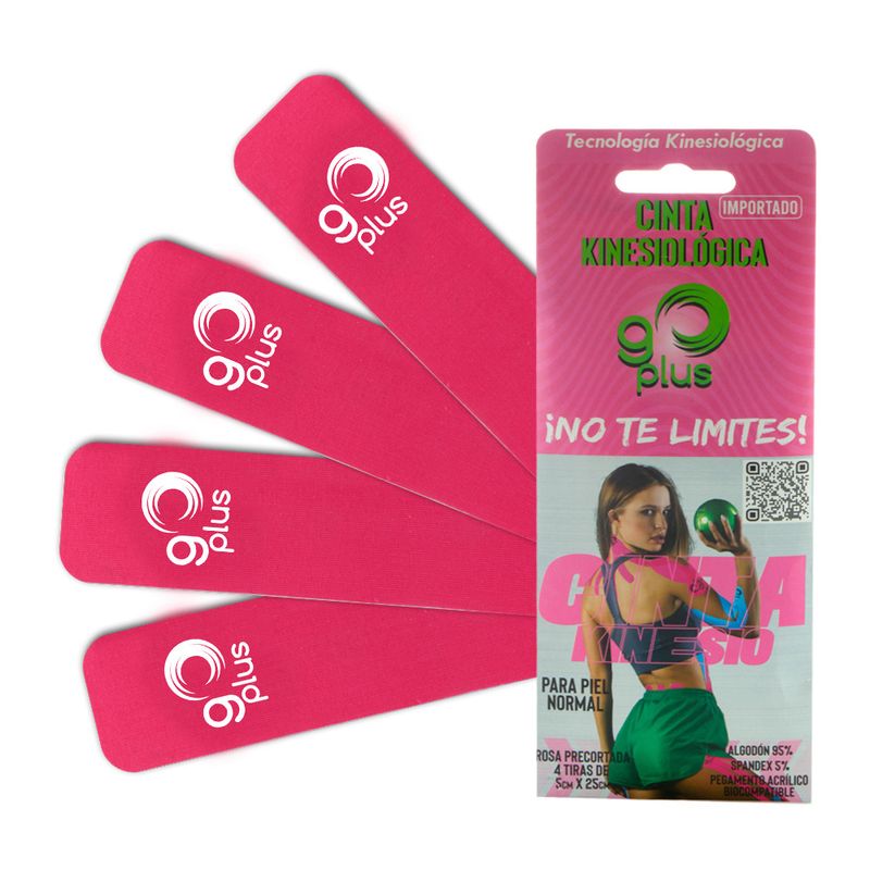 Cinta Kinesiologica Rosa Go Plus 25cm x 5cm 4 Tiras