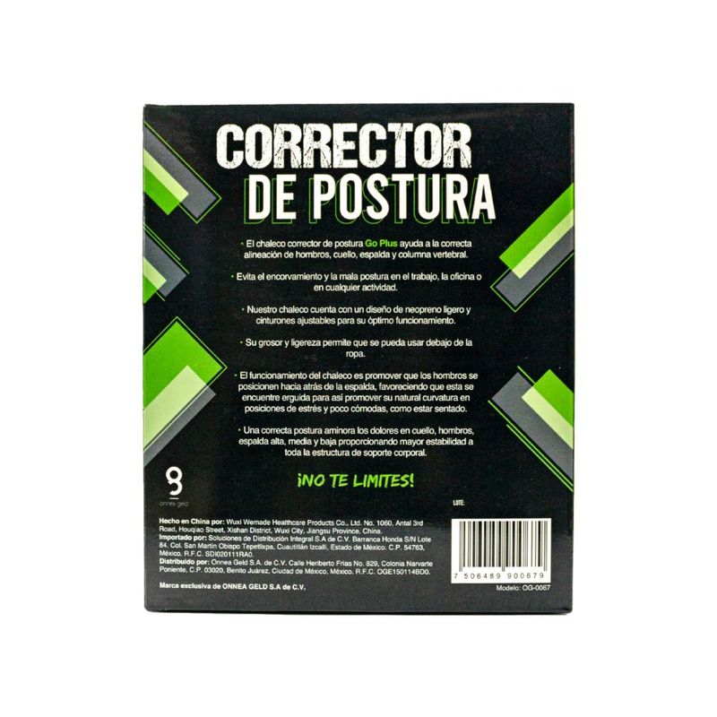 Corrector de Postura Go Plus Grande 1 Pieza