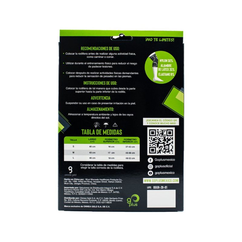 Rodillera de Compresion Go Plus Extra Grande 1 Pieza