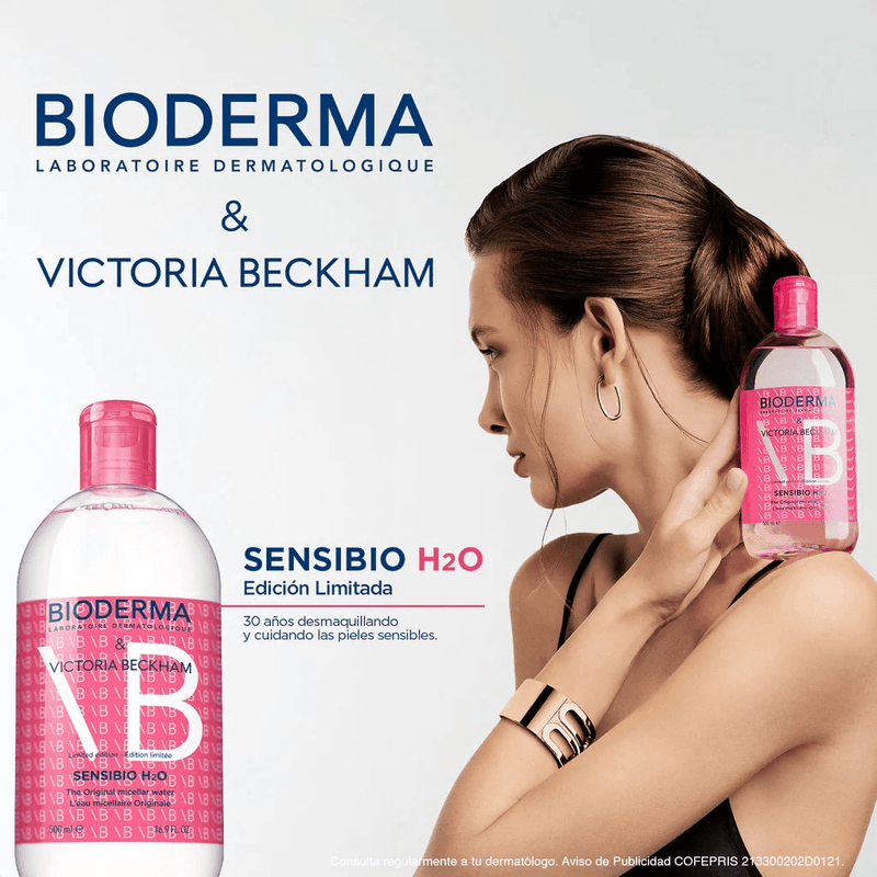 Sensibio H20 Agua Micelar Desmaquillante Bioderma Edicion Victoria Beckham 500 mL