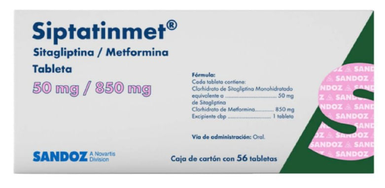 Siptatinmet 50 mg / 850 mg 56 Tabletas