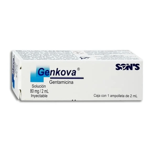 Genkova Solucion Inyectable Gentamicina 8 mg / 2mL 1 Ampolleta de 2 mL