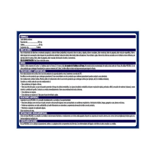 Mejoral 5.0 Forte 500 mg / 65 mg 12 Tabletas