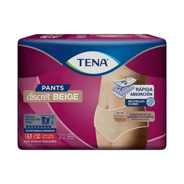 Ropa Interior Desechable Tena Pants Discret Beige Chico/Mediano 13 Piezas
