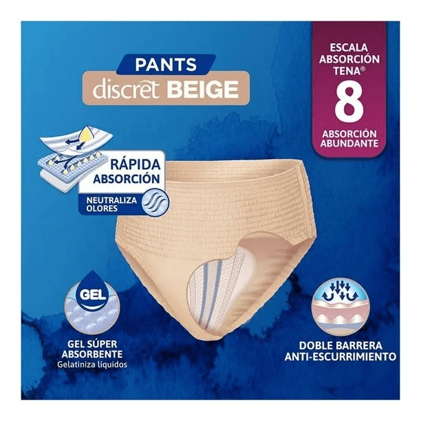 Ropa Interior Desechable Tena Pants Discret Beige Chico/Mediano 13 Piezas