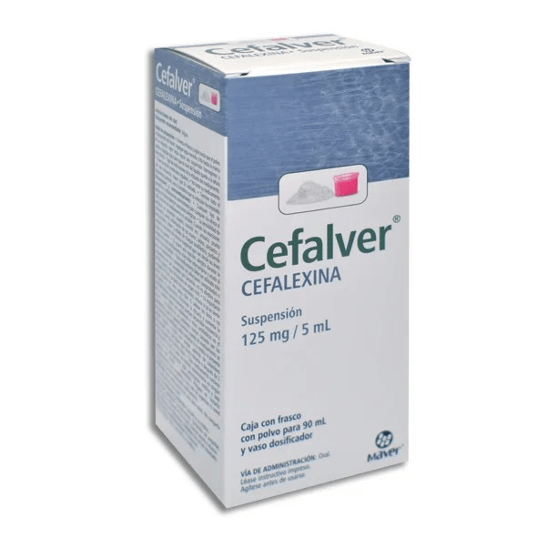 Cefalver Cefalexina Suspension 125 mg / 5 mL Frasco con 90 mL