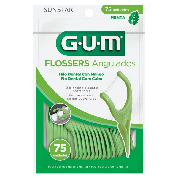 Palillos Dentales Gum Flossers Angulados 75 Piezas