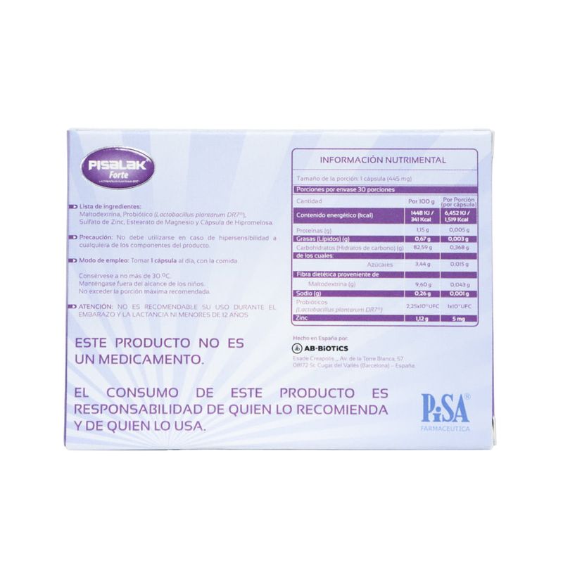 Pisalak Forte Suplemento Alimenticio 1000 Millones UFC 30 Capsulas