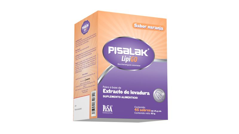 Pisalak LipiGo Suplemento Alimenticio Sabor Naranja 45 Sobres de 1.4 g c/u