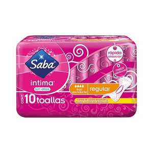 Toalla Femenina Saba Intima Regular sin Alas 10 Toallas
