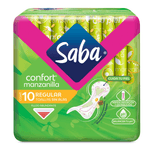 Toalla Femenina Saba Confort Manzanilla Regular sin Alas 10 Toallas