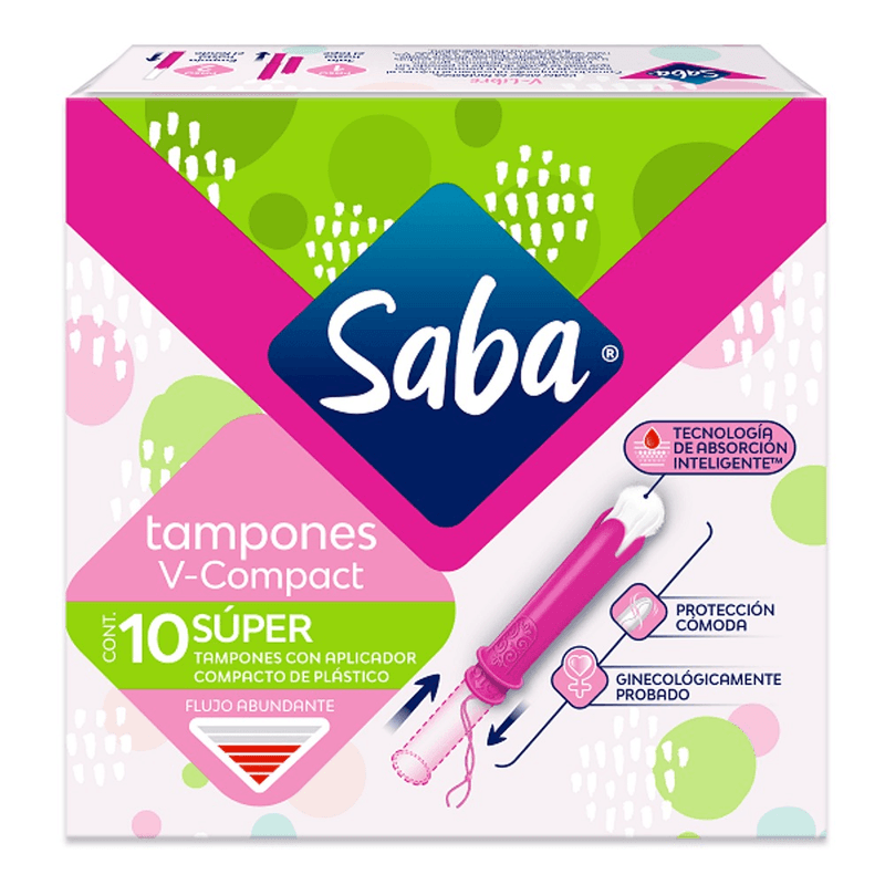 Tampones Saba Super Compact Flujo Abundante 10 Piezas
