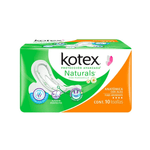 Toalla Femenina Kotex Naturals con Manzanilla Abundante con Alas 10 Toallas