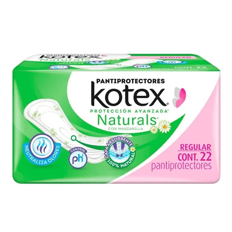 Panty Protectores Kotex Naturals con Manzanilla 22 Piezas