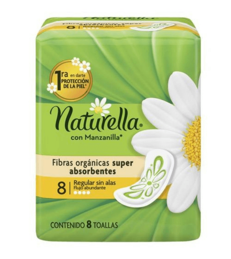 Toalla Femenina Naturella Manzanilla sin Alas 8 Toallas