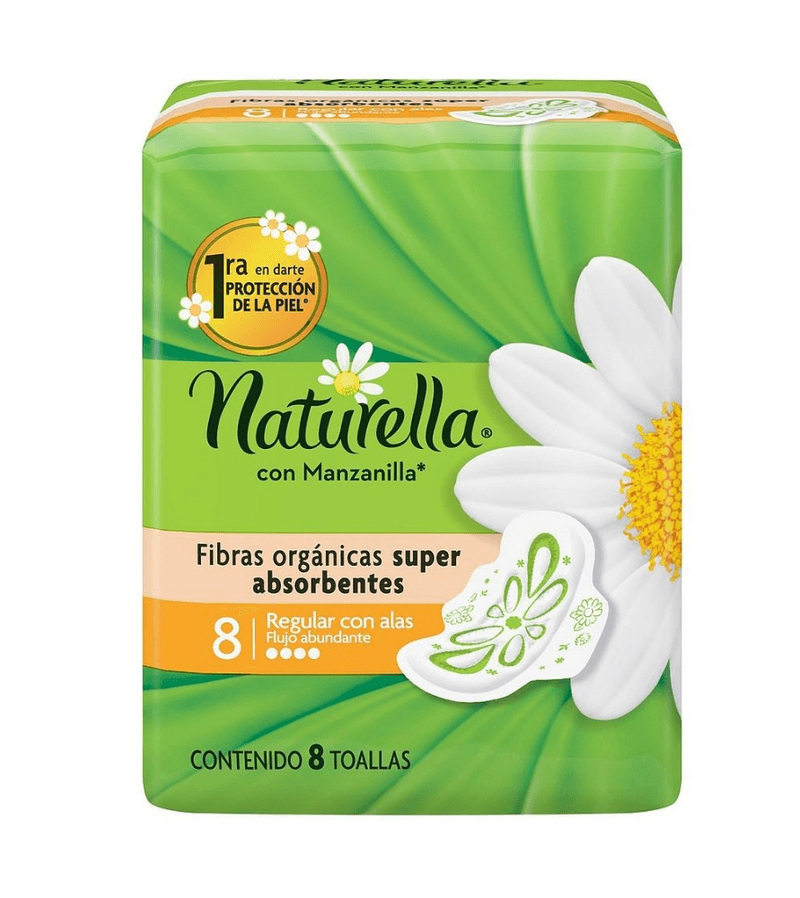 Toalla Femenina Naturella Manzanilla con Alas 8 Toallas