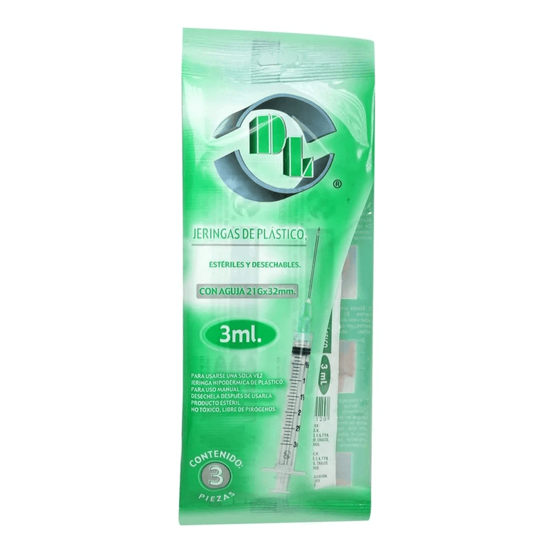 Jeringa Desechable DL 3 mL 21g x 32mm 3 Pieza