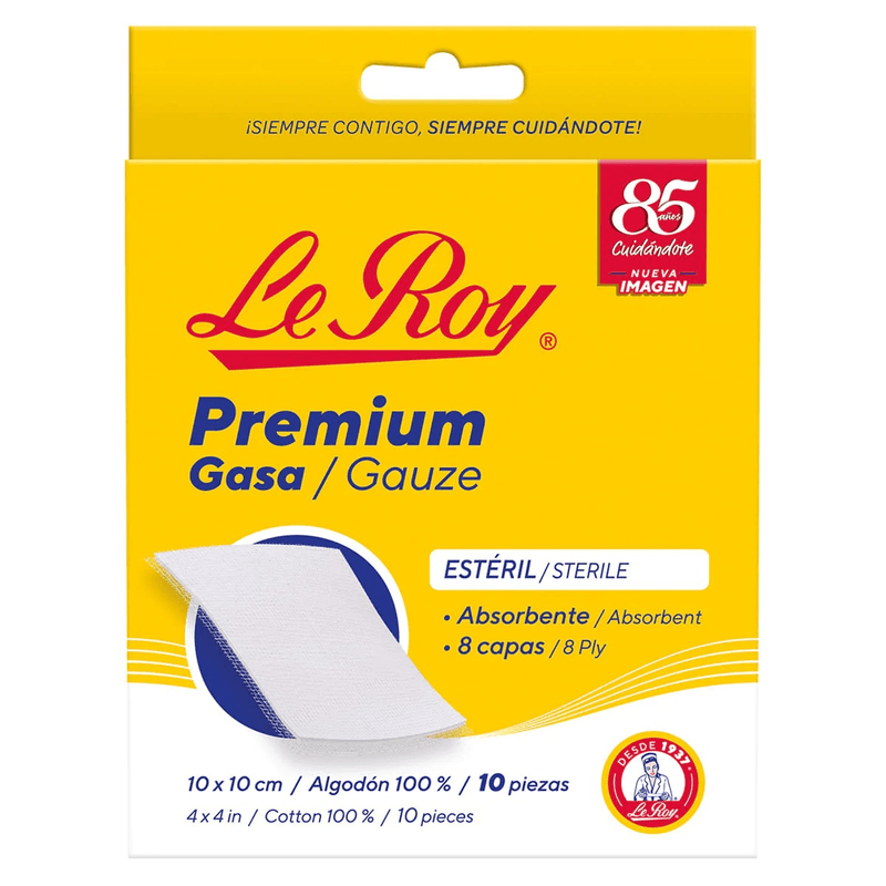 Gasa Absorbente Le Roy 10 cm x 10 cm 10 PiezasGasa Absorbente Le Roy 10 cm x 10 cm 10 Piezas