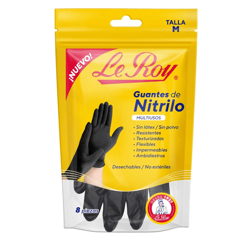 Guantes de Nitrilo Multiusos Desechables Le Roy Mediano 8 Piezas