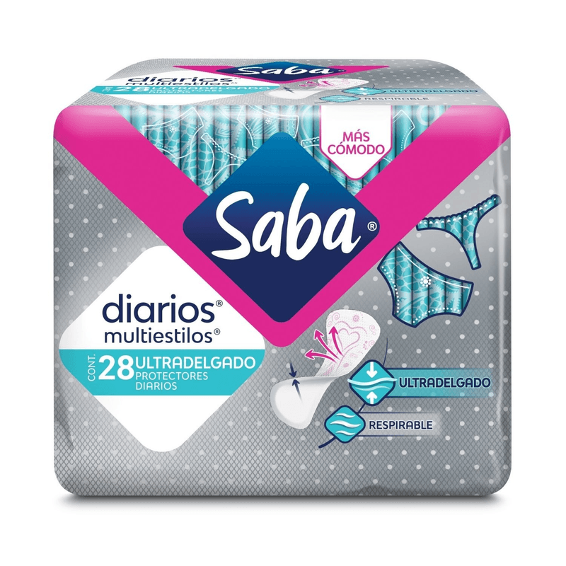 Panty Protectores Diarios Multiusos Saba Ultradelgados 28 Toallas
