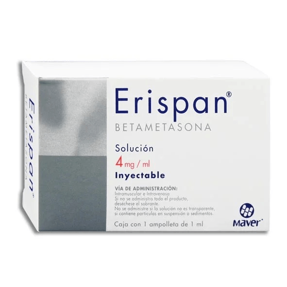 Erispan Betametasona Solucion Inyectable 4 mg / 1 mL 1 Ampolleta de 1 mL