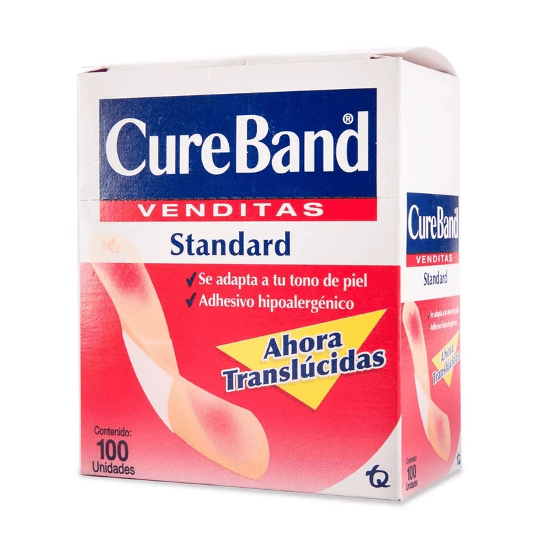 Venditas Adhesivas CureBand Standard 100 Piezas