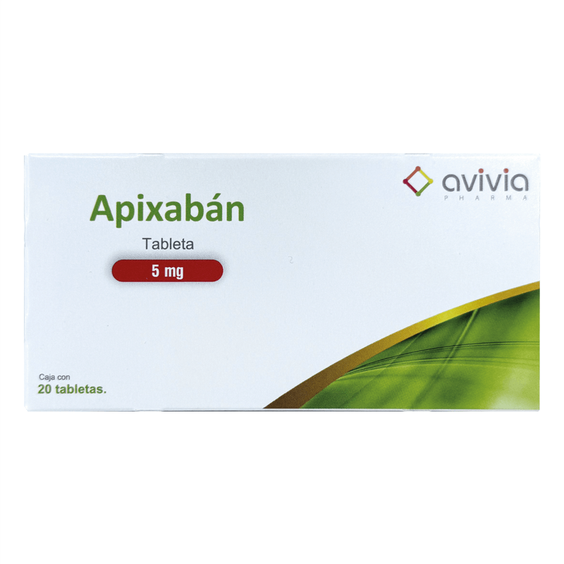 Apixaban 5 mg 20 Tabletas
