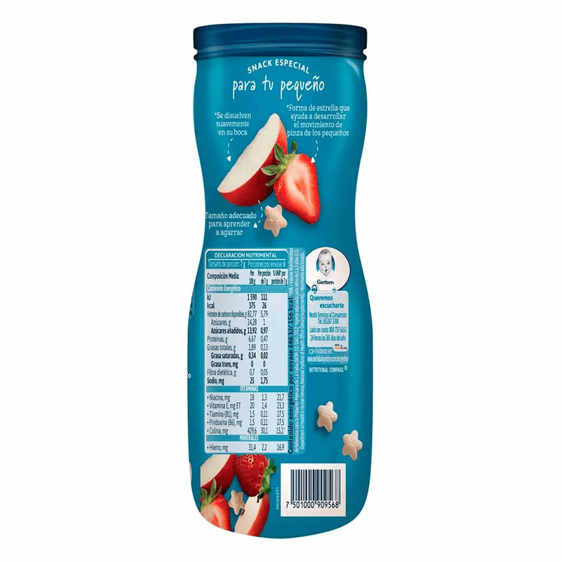 Snacks Gerber Puffs Etapa 3 Fresa Manzana 42 g