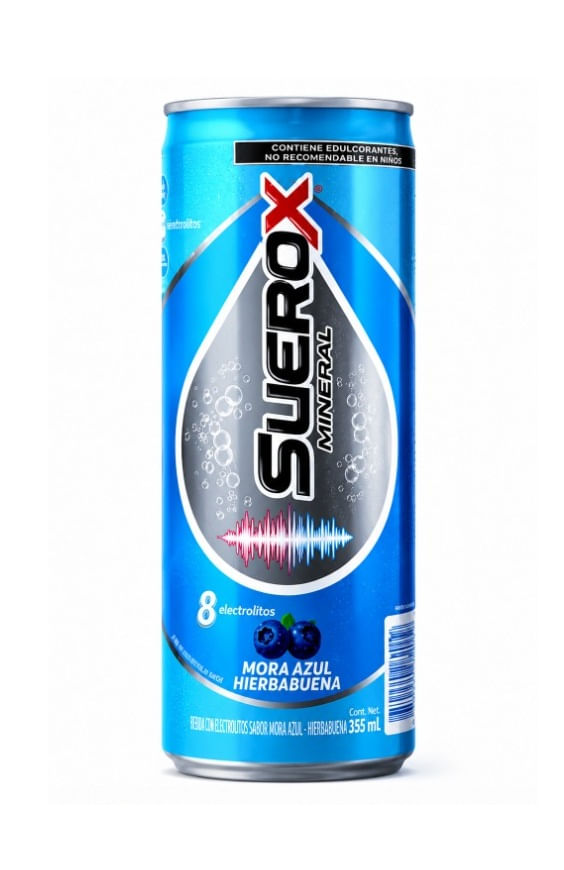Suerox Mineral 8 Electrolitos Mora Azul y Hierbabuena 355 mL